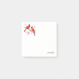 Rode Kardinaal Vogels op Holly Tree Branch Post-it® Notes