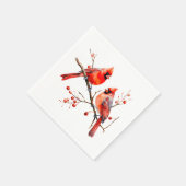 Rode Kardinaal Vogels op Holly Tree Branch Servet (Hoek)