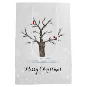 Rode Kardinaal Vogels Op Sneeuw Boom Illustraties Medium Cadeauzakje (Achterkant)