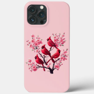 Rode Kardinaal Vogels Roze Kersenbloesem Boom Voge Case-Mate iPhone Case