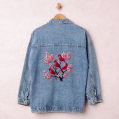 Rode Kardinaal Vogels Roze Kersenbloesem Boom Voge Denim Jacket (Hangar)
