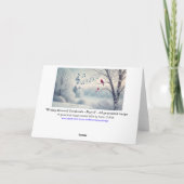 Rode Kardinaal Vogels Snowy Bossen Musical Notes 4 Feestdagen Kaart (Achterkant)