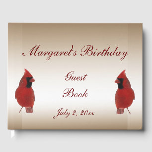 Rode Kardinaal Vogels Verjaardagsfeest Gastboek Gastenboek