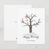 Rode Kardinaal Vogels Winterboom Kerstmis Feestdagenkaart (Voorkant / Achterkant)