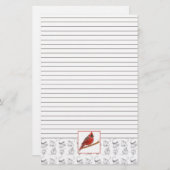 Rode kardinaal Vogelvoering Stationery Briefpapier (Voorkant / Achterkant)