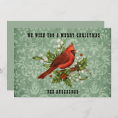  rode kardinaal voor de zoete kerst feestdagenkaart (Voorkant / Achterkant)