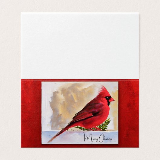 Rode Kardinaal - Vrolijk Kerstfeest Kaart (Buitenkant ongevouwen)