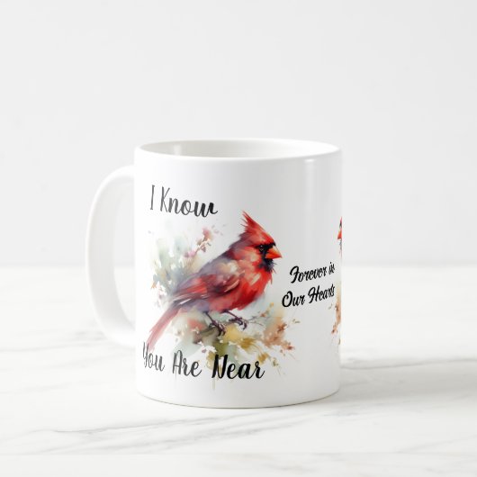 Rode kardinaal Waterverf personaliseren Koffiemok (Voorkant links)