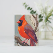 Rode kardinaal Waterverf schilderij Briefkaart (Staand voorkant)