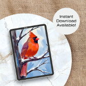 Rode Kardinaal Winter Aquarel Feestdagenkaart