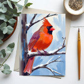 Rode Kardinaal Winter Aquarel Feestdagenkaart