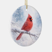 Rode Kardinaal Winter Aquarel Keramisch Ornament (Rechts)
