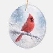 Rode Kardinaal Winter Aquarel Keramisch Ornament (Links)
