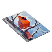 Rode Kardinaal Winter Aquarel Notitieboek (Rechterzijde)