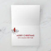 Rode Kardinaal Winter Vogels Kerst Kaart (Binnen)