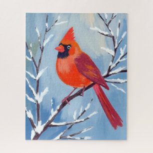 Rode Kardinaal   Winter Watercolor Vakantiedecorat Legpuzzel