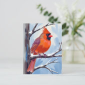 Rode Kardinaal Winter Waterverf Feestdagenkaart (Staand voorkant)
