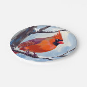 Rode Kardinaal Winter Waterverf Papieren Bordje (Gekanteld)