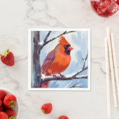 Rode Kardinaal Winter Waterverf Servet (Insitu)
