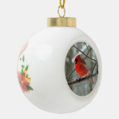 Rode kardinaal WinterOrnament Keramische Bal Ornament (Links)