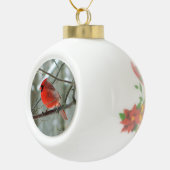 Rode kardinaal WinterOrnament Keramische Bal Ornament (Rechts)
