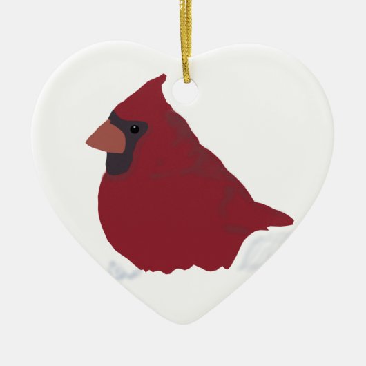 Rode kardinaal wintersneeuw keramisch ornament (Voorkant)