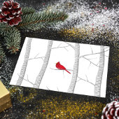 Rode Kardinaal Woodland Winter Tree Rustisch land Feestdagenkaart