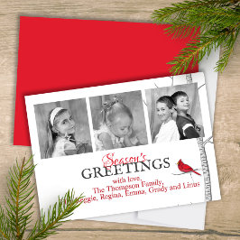 Rode kardinaalbossen winterboom feestdagenkaart