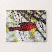 Rode Kardinaalvogel Close-up Natuurpuzzel Legpuzzel (Horizontaal)