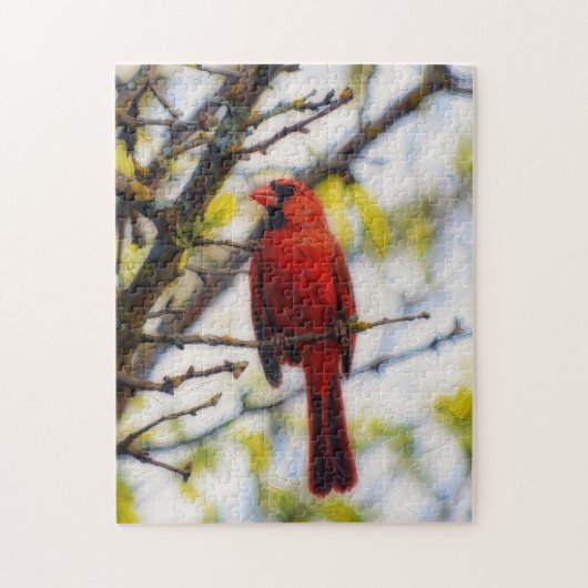 Rode Kardinaalvogel Close-up Natuurpuzzel Legpuzzel (Verticaal)