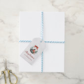 Rode Kardinaalvogel Hulstbes Bal Kerstmis Cadeaulabel (Met Touw)