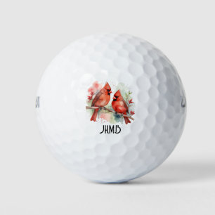 Rode Kardinaalvogel Koppel Dieren Monogram Kunst Golfballen