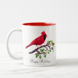 Rode Kardinaalvogel op Boomtak Tweekleurige koffie Koffiemok