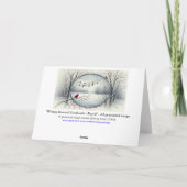 Rode Kardinaalvogels Besneeuwde Bossen Muzieknoten Feestdagen Kaart (Achterkant)