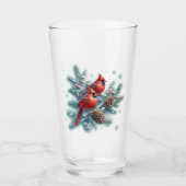 Rode Kardinaalvogels en Dennen Kerst Glazen Glas (Voorkant)