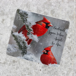 Rode Kardinaalvogels Engelen Zijn Nabij Snijplank