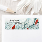 Rode Kardinaalvogels in Winterbomen Etiket (Insitu)