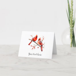 Rode Kardinaalvogels op Hulstboomtak Feestdagen Kaart