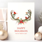 Rode Kardinaalvogels Prettig Vakantie Hertengeweie Feestdagen Kaart