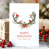 Rode Kardinaalvogels Prettig Vakantie Hertengeweie Feestdagen Kaart