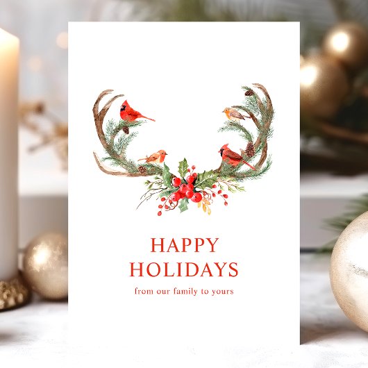 Rode Kardinaalvogels Prettig Vakantie Hertengeweie Feestdagen Kaart