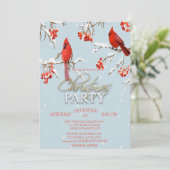 Rode kardinale boomtak kerstmis kaart (Staand voorkant)