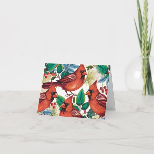 Rode kardinale kerstfeestdag bedankkaart (Voorkant)