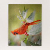 Rode kardinale kerstFeestdagen Natuur Legpuzzel (Verticaal)