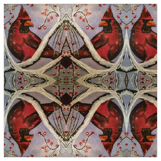 Rode Kardinale takken Stof (Swatch)