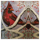 Rode Kardinale takken Stof (Close Up)