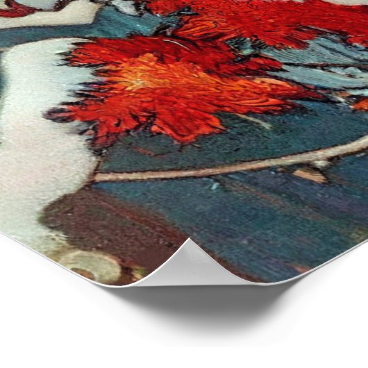 Rode kardinale vogel in de sneeuw poster (Hoek)