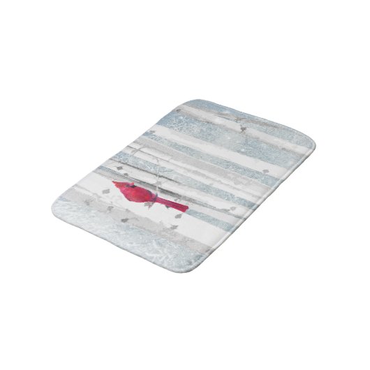 Rode kardinale vogel in mooie sneeuwvogelboom badmat (Gekanteld)