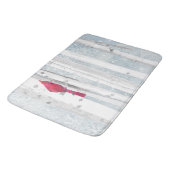 Rode kardinale vogel in mooie sneeuwvogelboom badmat (Gekanteld)