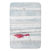 Rode kardinale vogel in mooie sneeuwvogelboom badmat (Voorkant Verticaal)